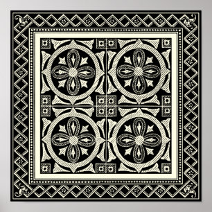 Black and White Mandala Motif by Vision Studio Poster