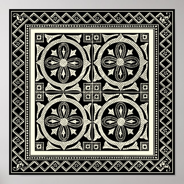 Black and White Mandala Motif by Vision Studio Poster (Framsidan)