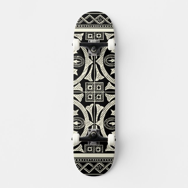 Black and White Mandala Motif by Vision Studio Skateboard Bräda 20,5 Cm (Framsida)