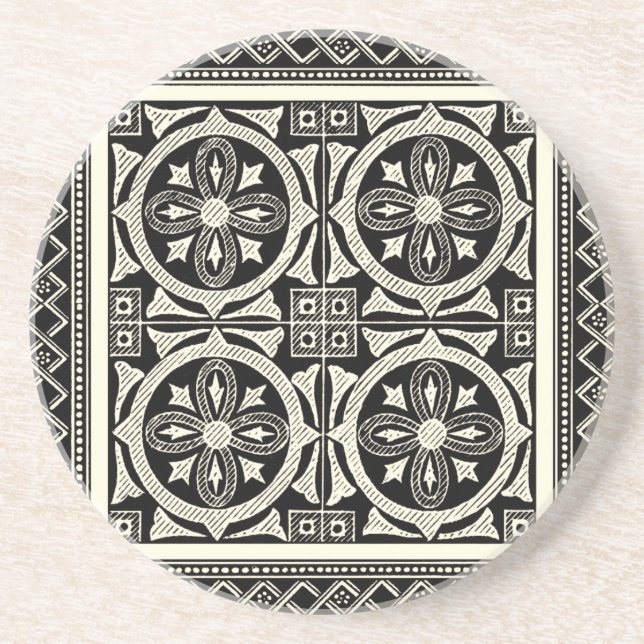 Black and White Mandala Motif by Vision Studio Underlägg Sandsten (Framsidan)