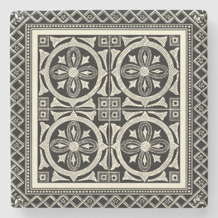 Black and White Mandala Motif by Vision Studio Underlägg Sten