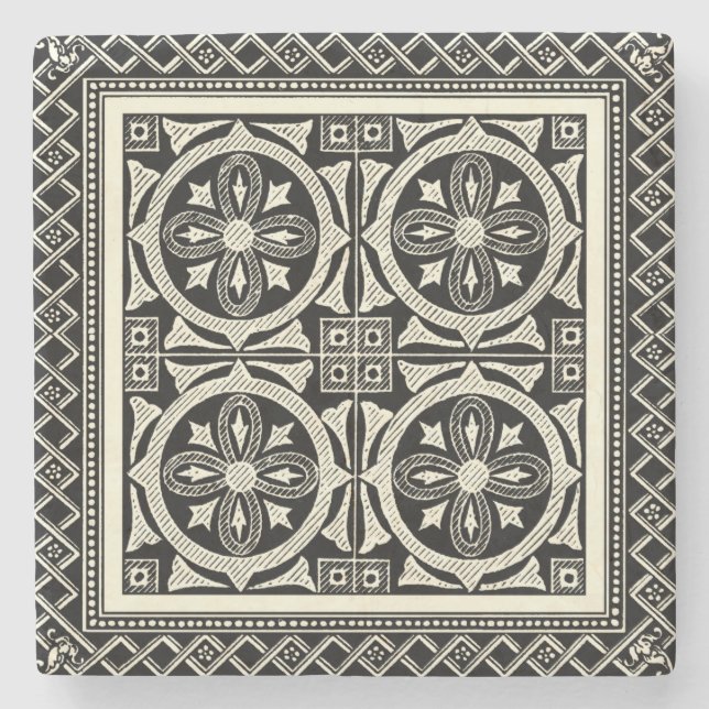 Black and White Mandala Motif by Vision Studio Underlägg Sten (Framsidan)