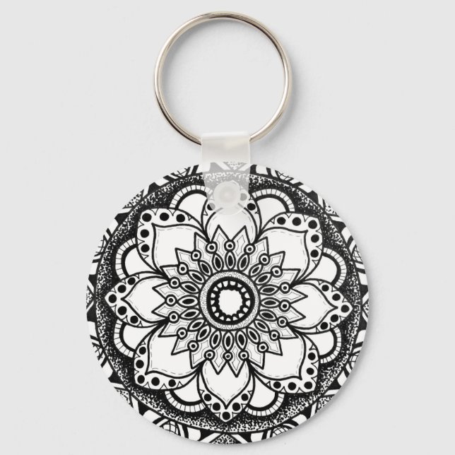 Black and White Mandala Nyckelring (Framsida)