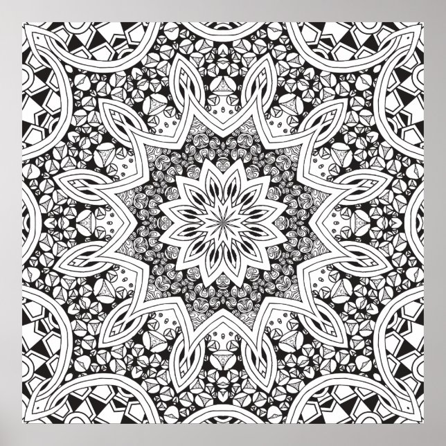 Black and White Mandala Poster (Framsidan)