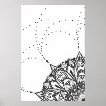 Black and white mandala poster