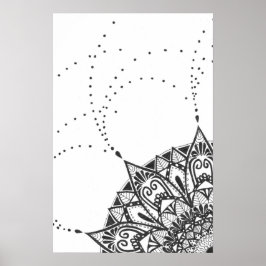 Black and white mandala poster
