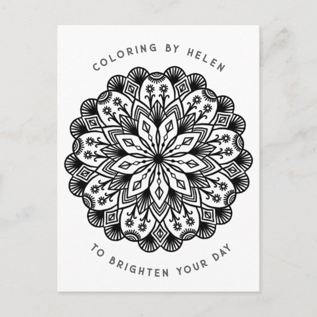 Black and White Mandala Trippy Psychedelic Hippie Vykort (Framsida)