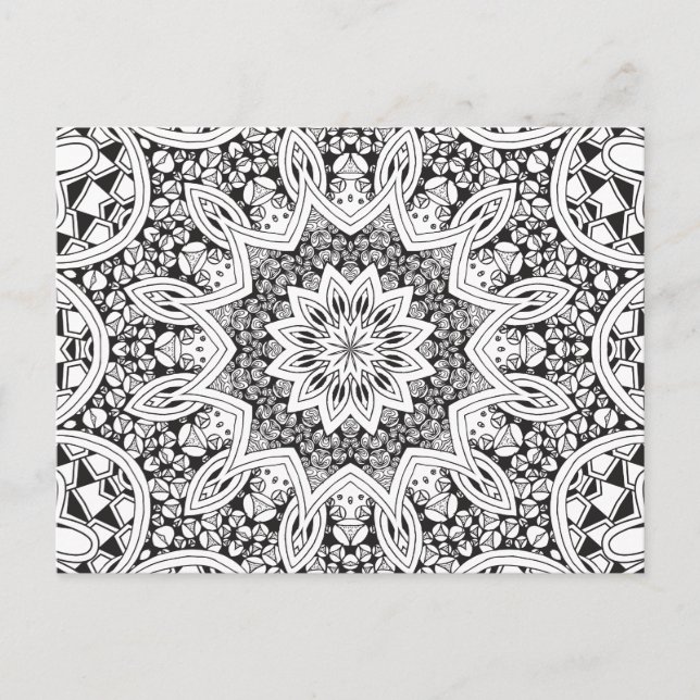 Black and White Mandala Vykort (Framsida)