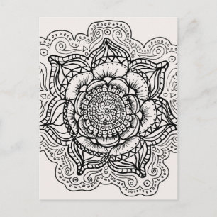 Black and White Mandala Vykort