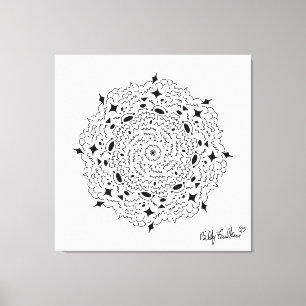 Black and White Mandella Canvastryck