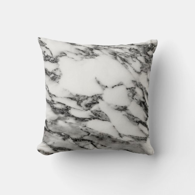 Black and White Marble Dekorativ kudde (Framsida)