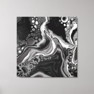 Black and White Marble Digital Fluid Art Canvastryck