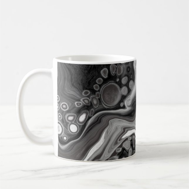 Black and White Marble Digital Fluid Art Kaffemugg (Vänster)