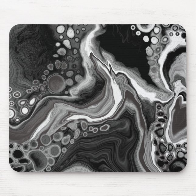 Black and White Marble Digital Fluid Art Musmatta (Framsidan)