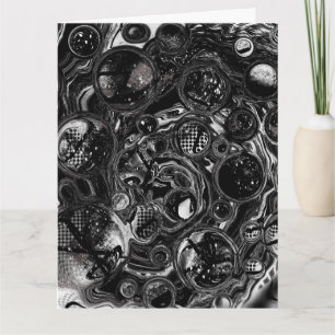Black and White Marble Fluid Art Grattis på födels Kort