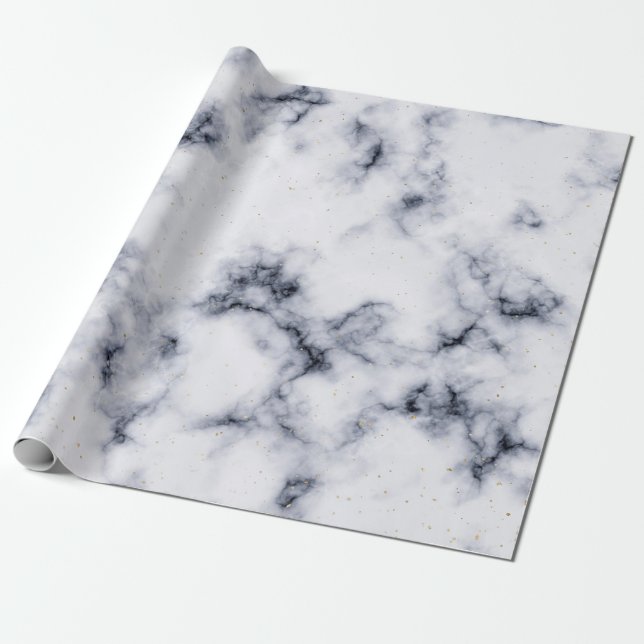 Black and White Marble Mönster Presentpapper (Utrullad)