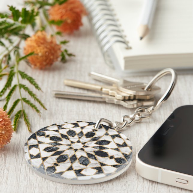 Black and White Marble Moroccan Mosaic (Högra Framsidan)