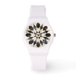 Black and White Marble Moroccan Mosaic Armbandsur