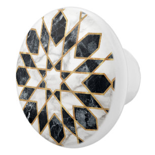 Black and White Marble Moroccan Mosaic Knopp