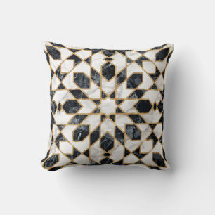 Black and White Marble Moroccan Mosaic Kudde