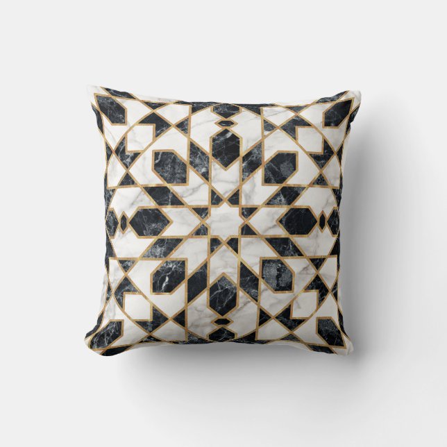 Black and White Marble Moroccan Mosaic Kudde (Framsida)