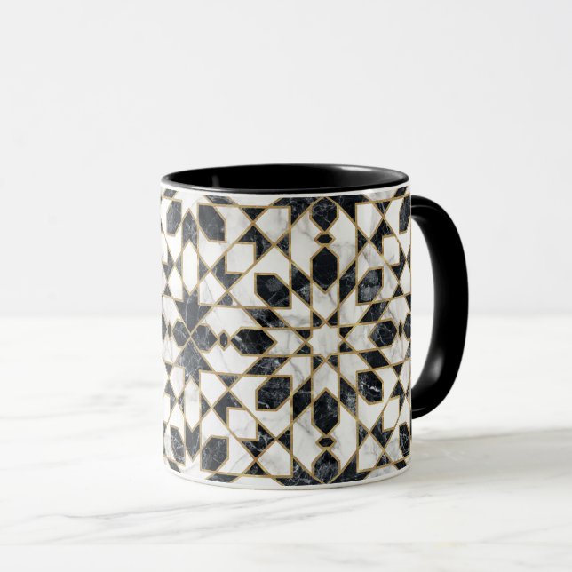Black and White Marble Moroccan Mosaic Mugg (Framsida höger)