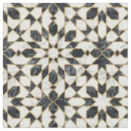 Black and White Marble Moroccan Mosaic Tyg