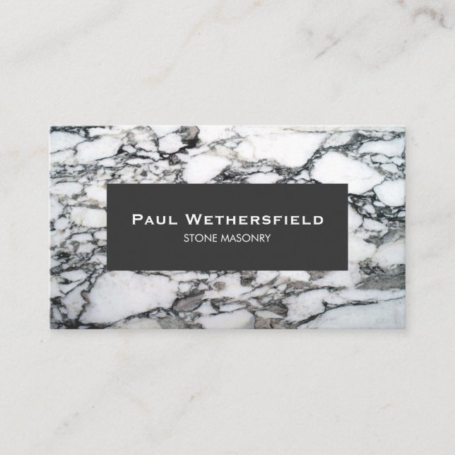 Black and White Marble Stonemason Architect Visitkort (Framsida)
