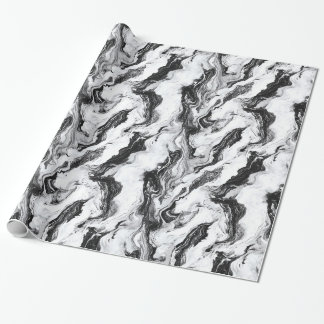 Black and White Marble Swirl Mönster Presentpapper