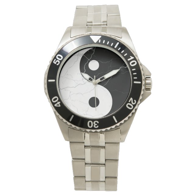 Black and White Marble Yin Yang Armbandsur (Framsida)