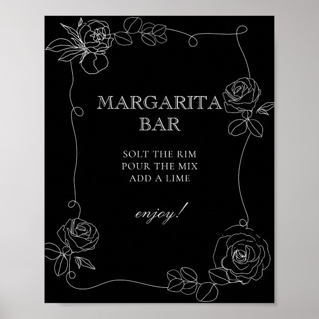 Black and White Margarita Pub Möhippa Poster (Framsidan)