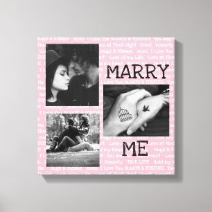 Black and White Marry Me Couples Photo Wall Art Canvastryck