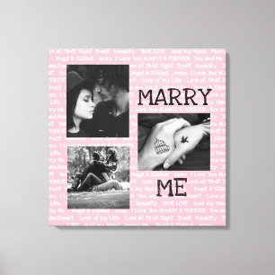 Black and White Marry Me Couples Photo Wall Art Canvastryck
