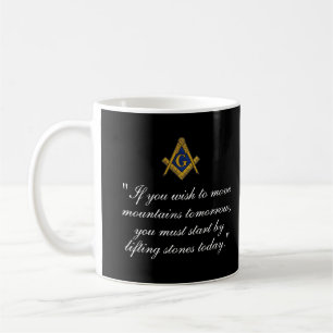 Black and White Masonic Freemason Compass Kaffemugg
