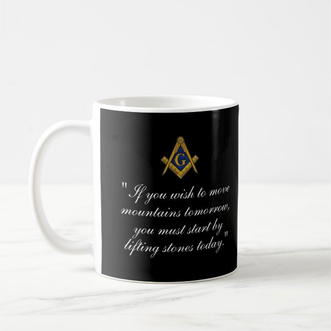 Black and White Masonic Freemason Compass Kaffemugg (Vänster)