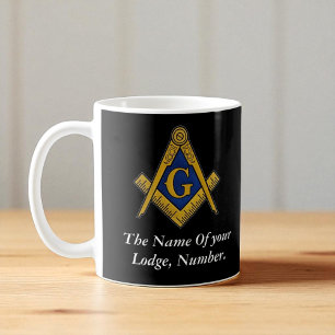 Black and White Masonic Freemason Compass Kaffemugg
