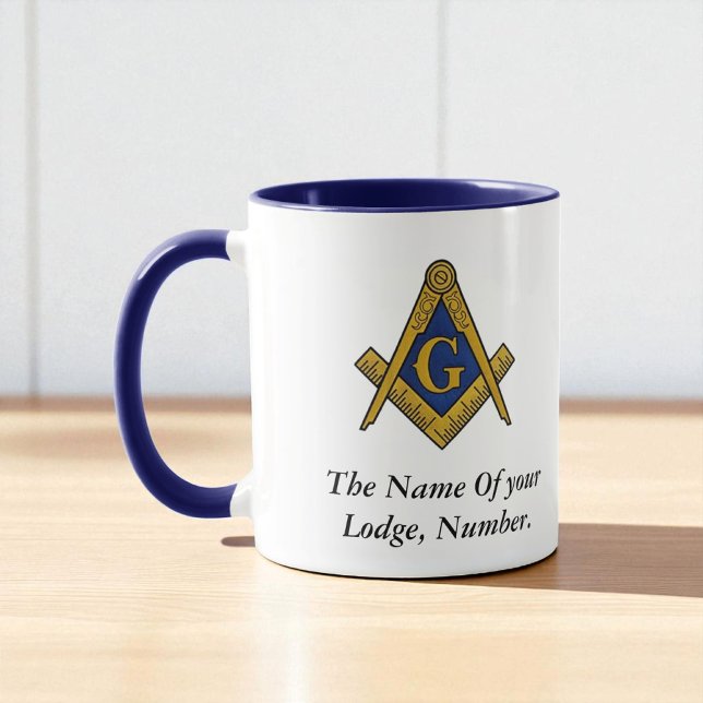 Black and White Masonic Freemason Compass Mugg (Skapare uppladdad)