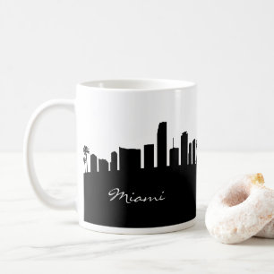 Black and White Miami Skyline Kaffemugg