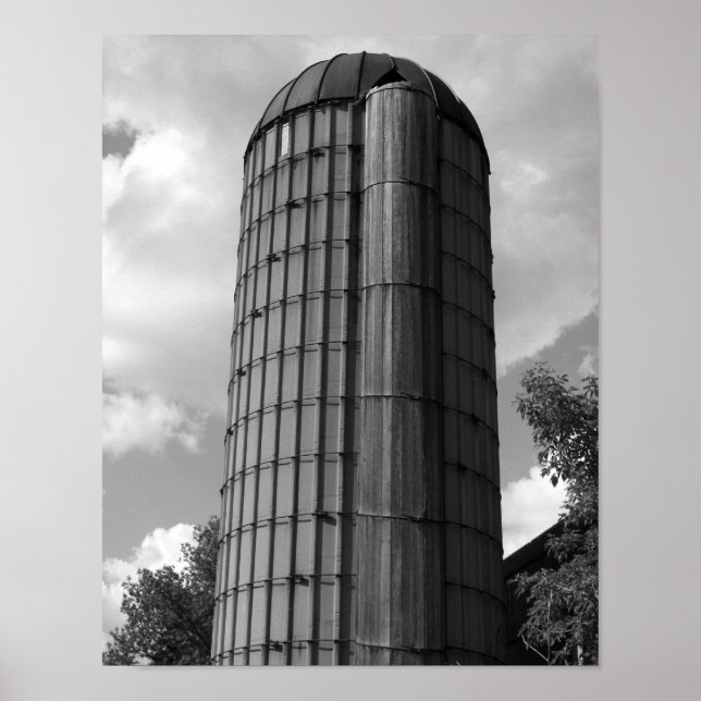 Black and White Midwest Silo Poster (Framsidan)