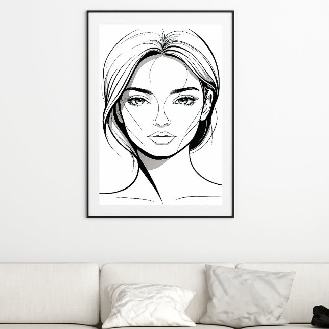 Black and White Minimal Woman Line Art Poster (Skapare uppladdad)