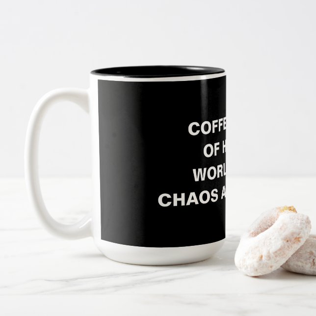 Black and White Minimalist Funny Coffee Quote Mug Två-Tonad Mugg (Med munk)