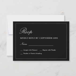 Black and White Minimalist RSVP Wedding Enclosure  OSA Kort