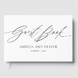 Black and White Minimalist Wedding Guest Book Gästböcker