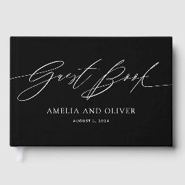 Black and White Minimalist Wedding Guest Book Gästböcker