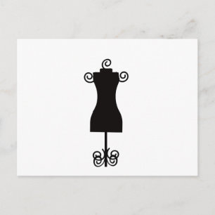 Black and White Mode Dress Mannequin Vykort