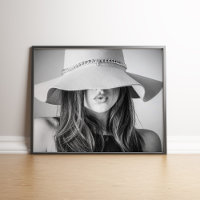 Black and White Mode-modell med Hat-Poster