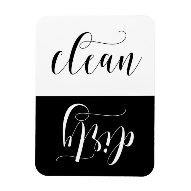 Black and White Modern Calligraphy Dishwasher Magnet (Vertikal)