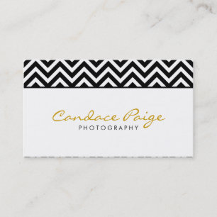 Black and White Modern Chevron Rand Visitkort