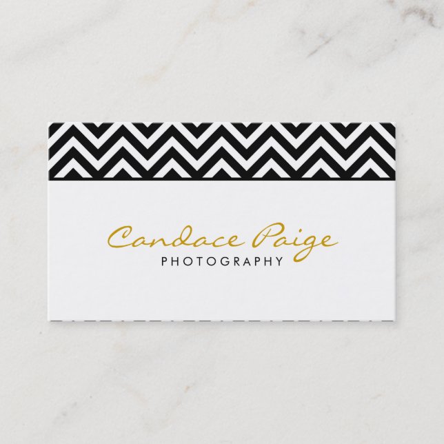 Black and White Modern Chevron Rand Visitkort (Framsida)