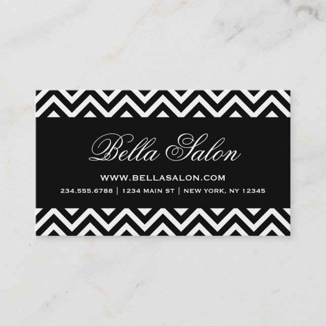 Black and White Modern Chevron Rand Visitkort (Framsida)